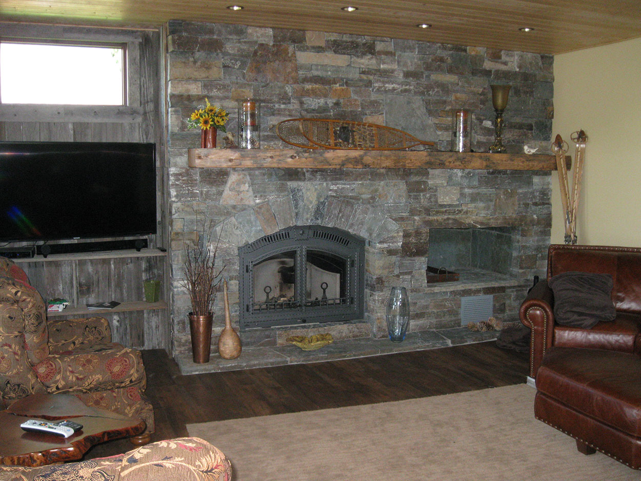 Custom home by Sandpoint Builders in North Idaho, interior fireplace