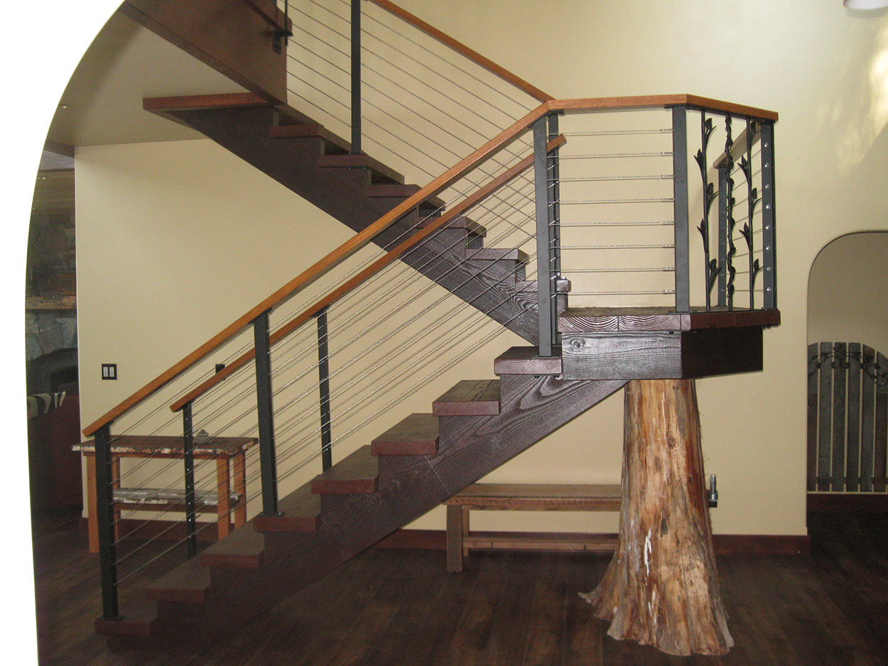 Custom home by Sandpoint Builders in North Idaho, interior staircase
