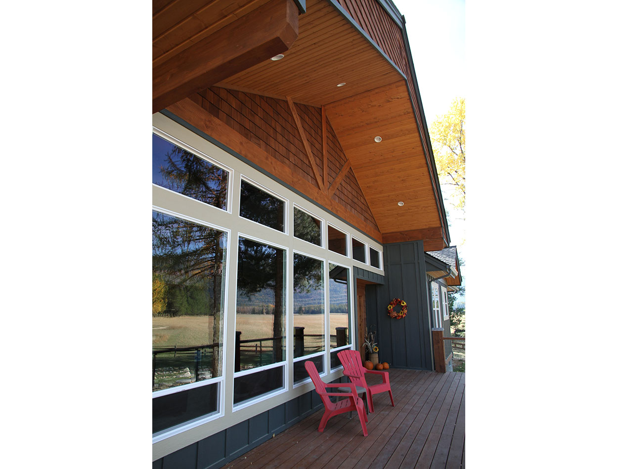 Custom home by Sandpoint Builders in North Idaho, exterior porch windows
